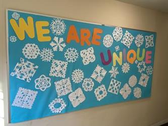 Bulletin board with snowflake design